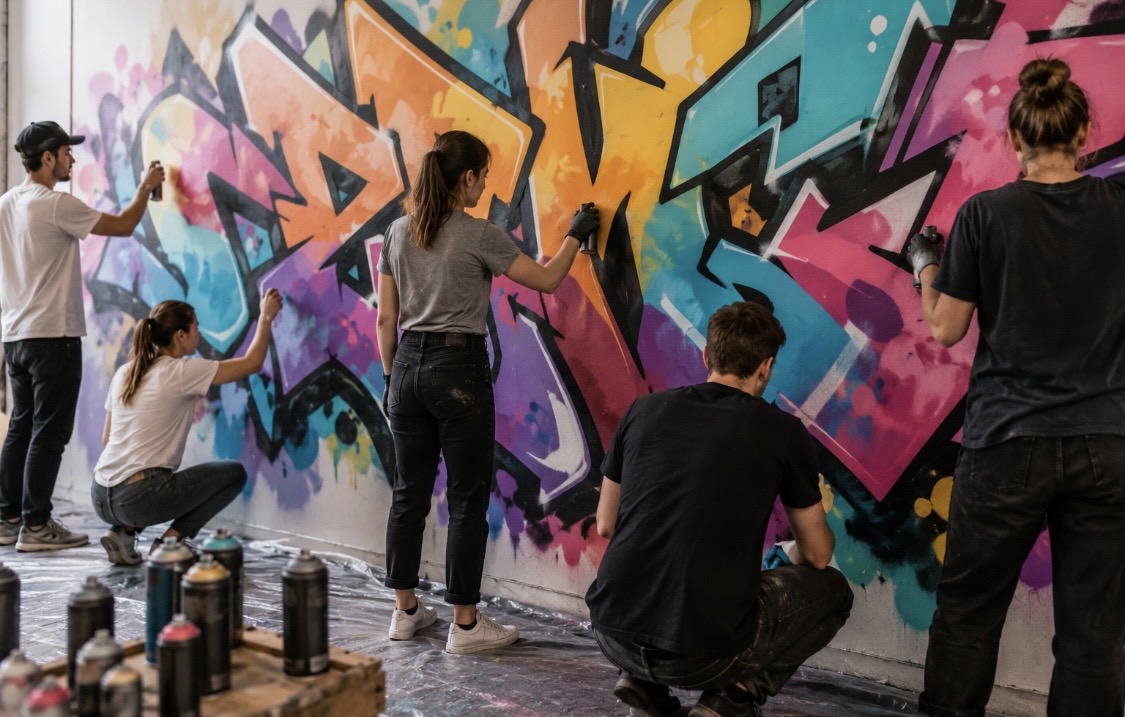 Die Macherei Stuttgart zeigt Unternehmen, dass Teambuilding weit mehr sein kann als klassische Workshops oder Outdoor-Aktivitäten. Graffiti verbindet Kreativität, Kommunikation und Zusammenarbeit auf einzigartige Weise. Gemeinsam eine große Wand zu gestalten schafft nicht nur ein beeindruckendes Kunstwerk, sondern stärkt auch den Teamgeist nachhaltig.