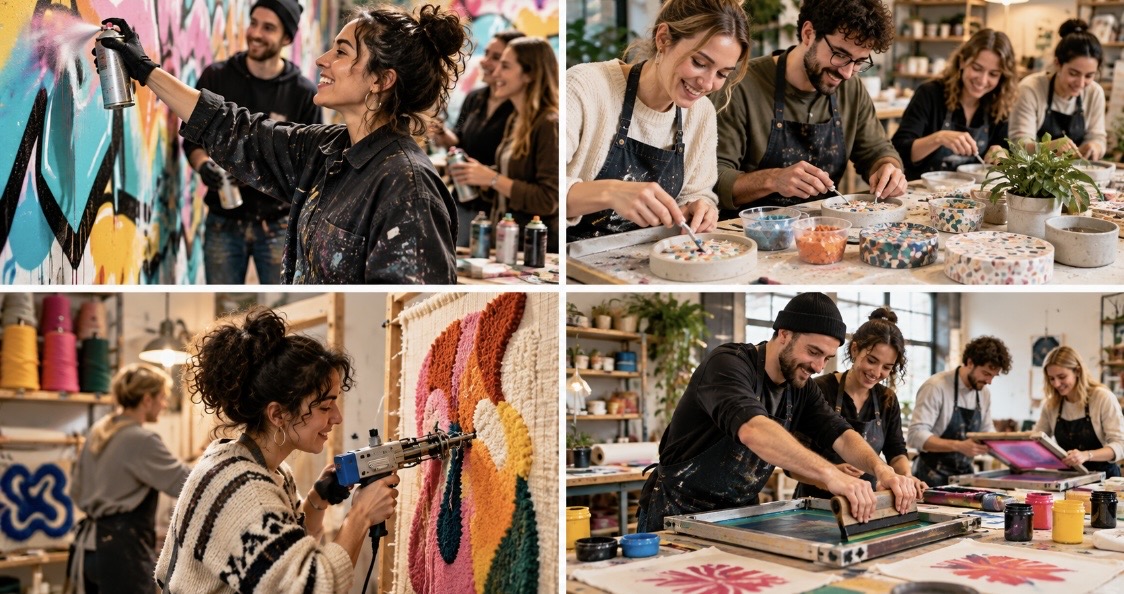 Graffiti Workshop, Terrazzo Workshop, Tufting Workshop, Siebdruck Workshop in Stuttgart West jetzt buchen